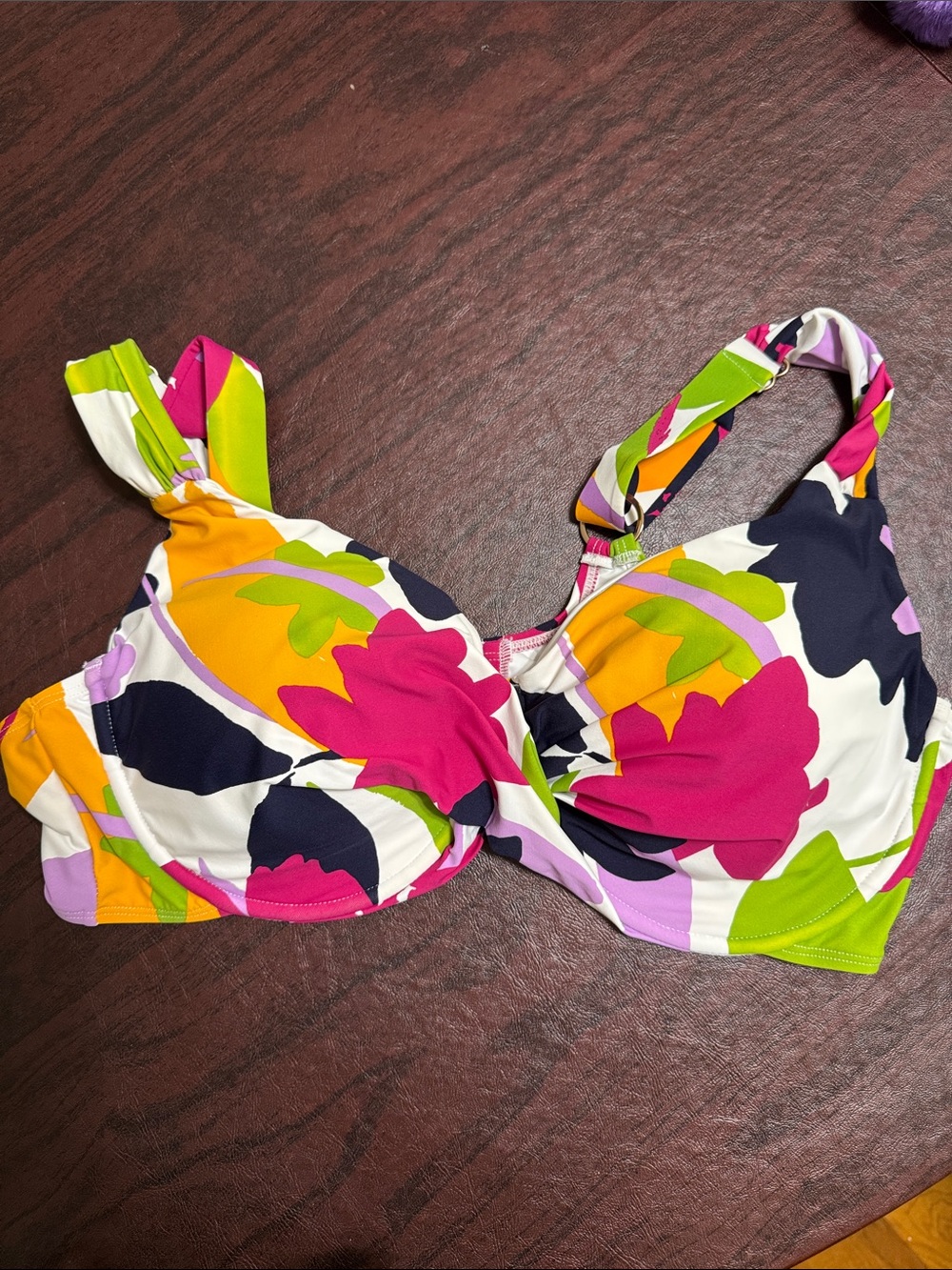 Anne Cole Floral Print Underwire Swim Top - Pink Multi 18W